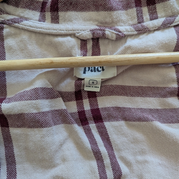 Plaid Lounge Set with Burgundy and Cream - Picture 4 of 8